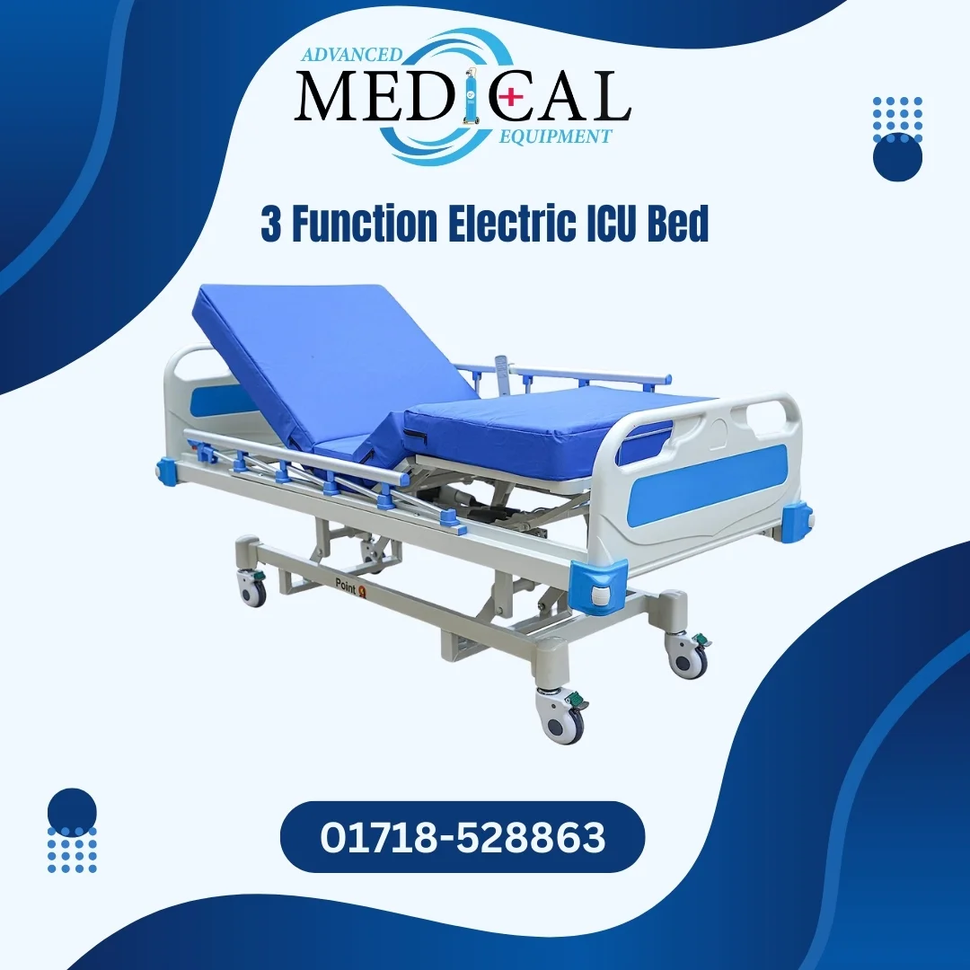 3 Function Electric ICU Bed (Motorized Hospital Bed with Remote)